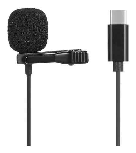 🎤 Micrófono de Solapa Tipo C – Lavalier Profesional para Android y USB-C | Color Negro