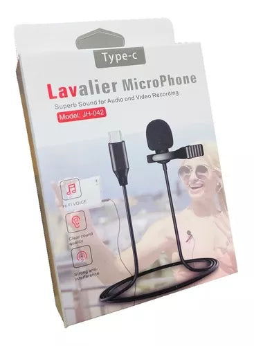 🎤 Micrófono de Solapa Tipo C – Lavalier Profesional para Android y USB-C | Color Negro
